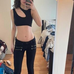LF Black Cutout Crop Top